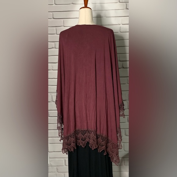 Women’s POL Burgundy Washed Shawl Cardigan NEW - Picture 6 of 6